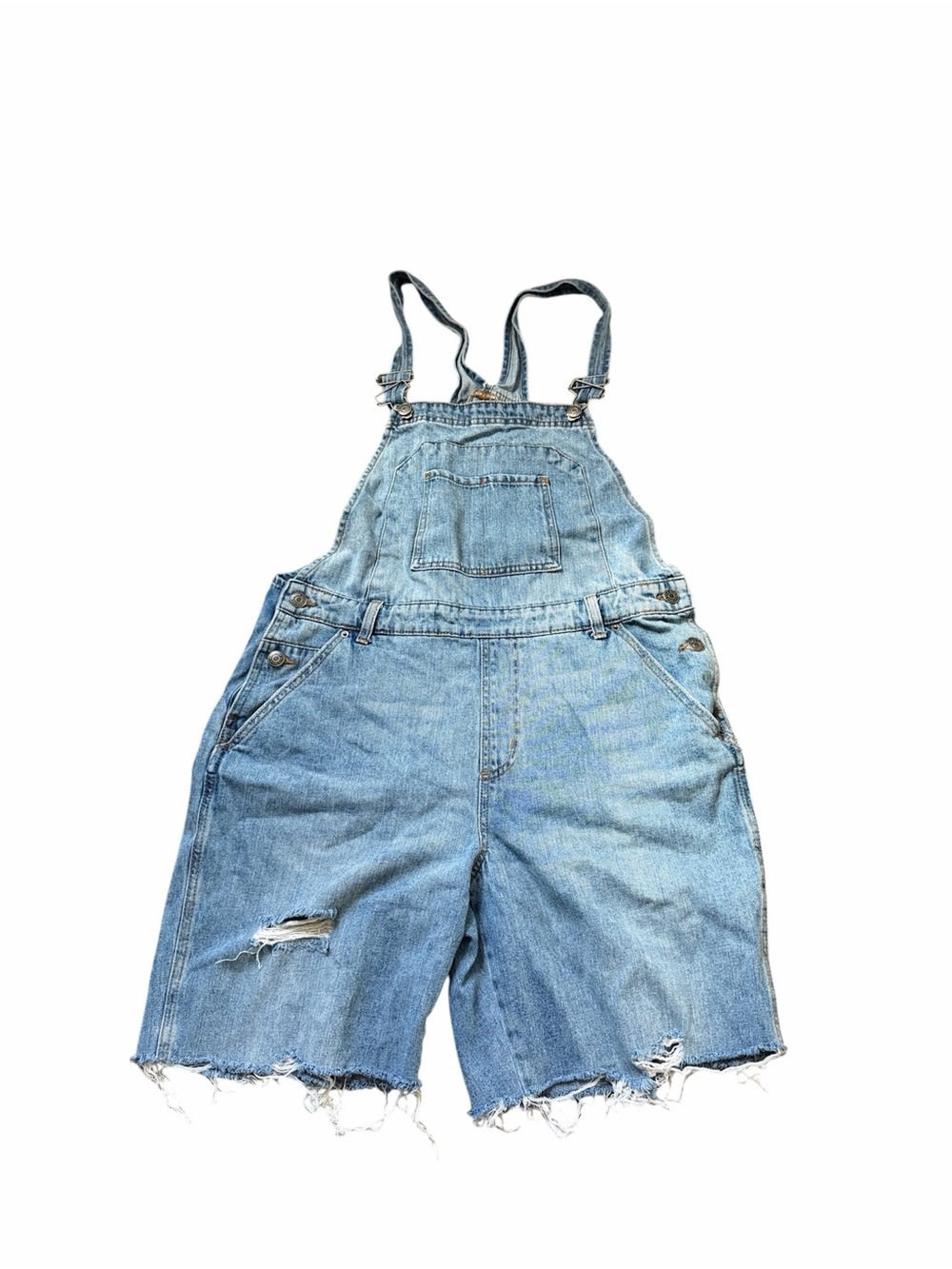 Wild Fable Light Blue Distressed Denim Short Overalls Large